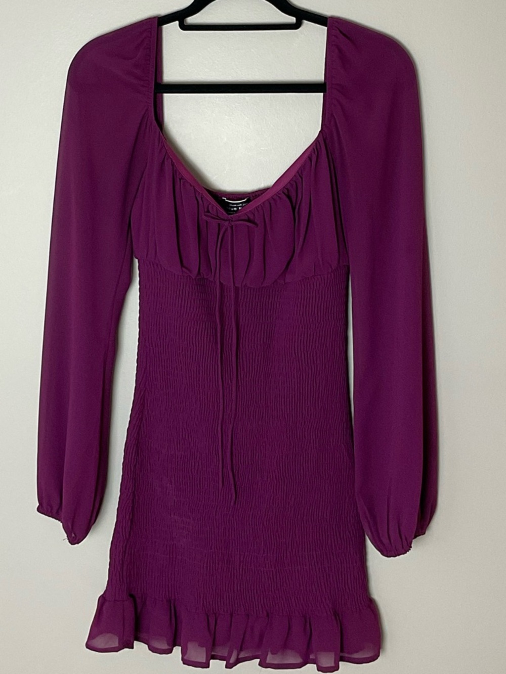 Blue Blush Long Sleeve Ruffled Purple Dress